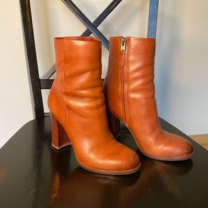 Sam Edelman Orange Leather Heeled Boots Size 7